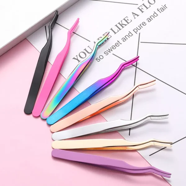 Eyebrow Tweezers Professional Hair Beauty Slanted Stainless Steel Tweezer Solid - Image 4
