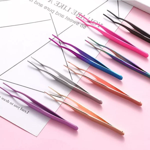 Eyebrow Tweezers Professional Hair Beauty Slanted Stainless Steel Tweezer Solid - Image 3