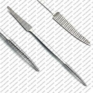Orthopedic Putti Bone File 27 cm Double Ended Round & Half Blade Raspiratory. Premium stainless steel CE ISO certified bone file for orthopedic surgery, bone shaping, and trauma procedures.